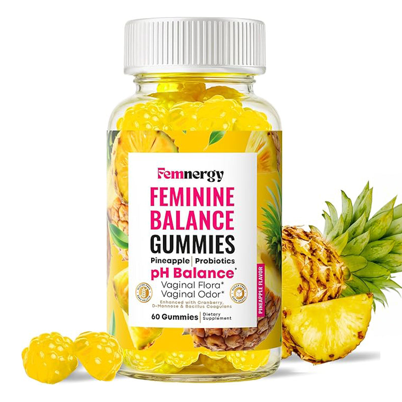 Femnergy Feminine Balance Gummies with fresh pineapple