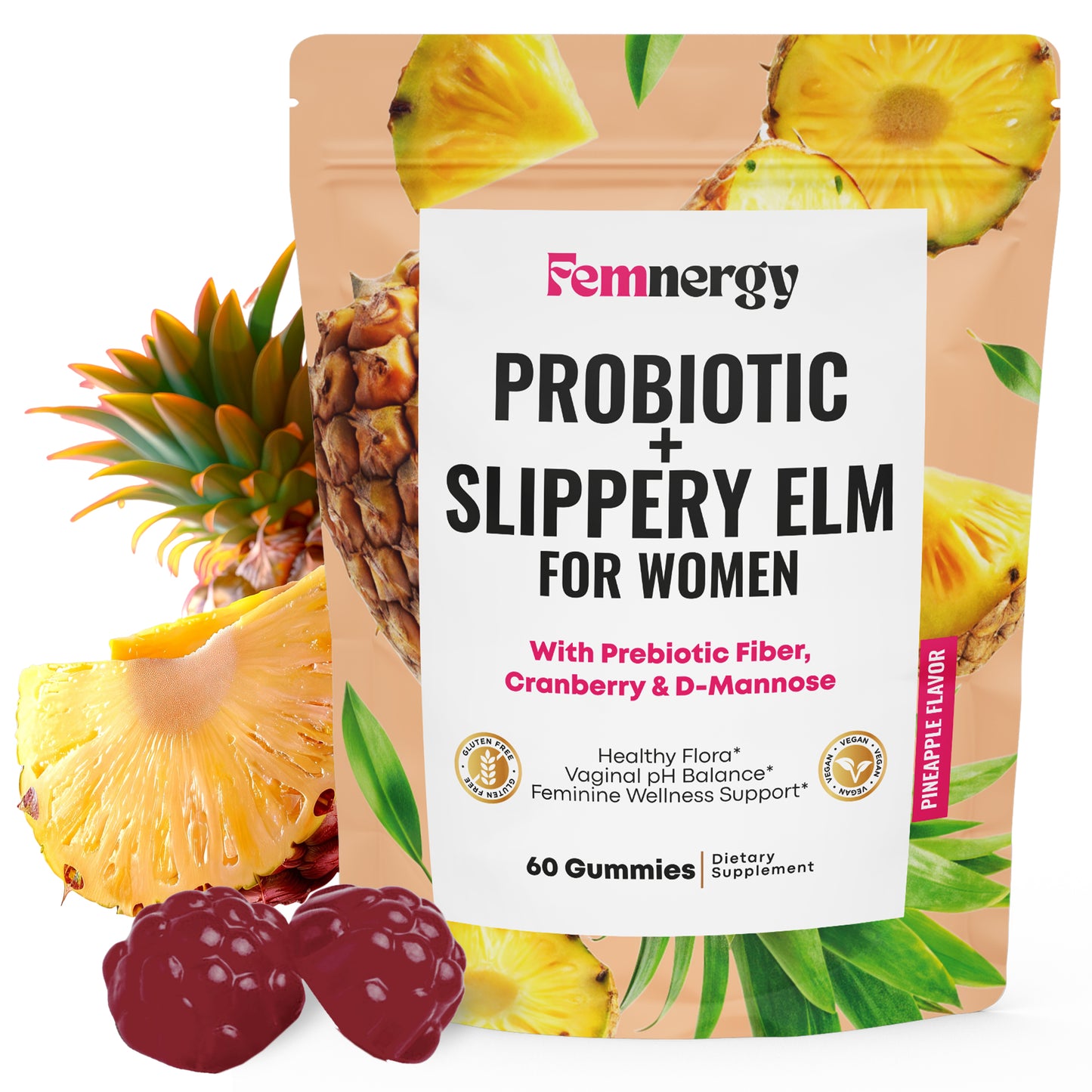 Femnergy Feminine Probiotics Slippery Elm Gummies