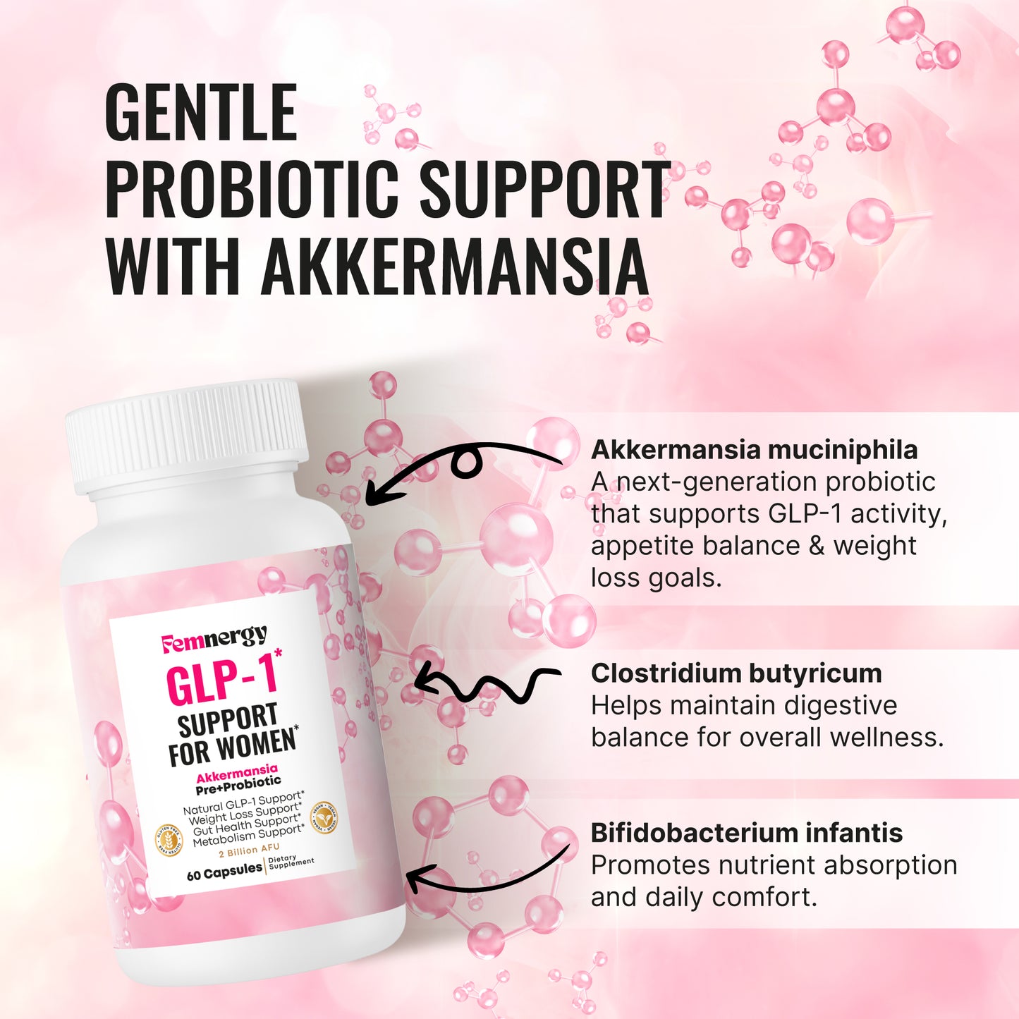 Femnergy GLP-1 Akkermansia Pre+Probiotics Capsules