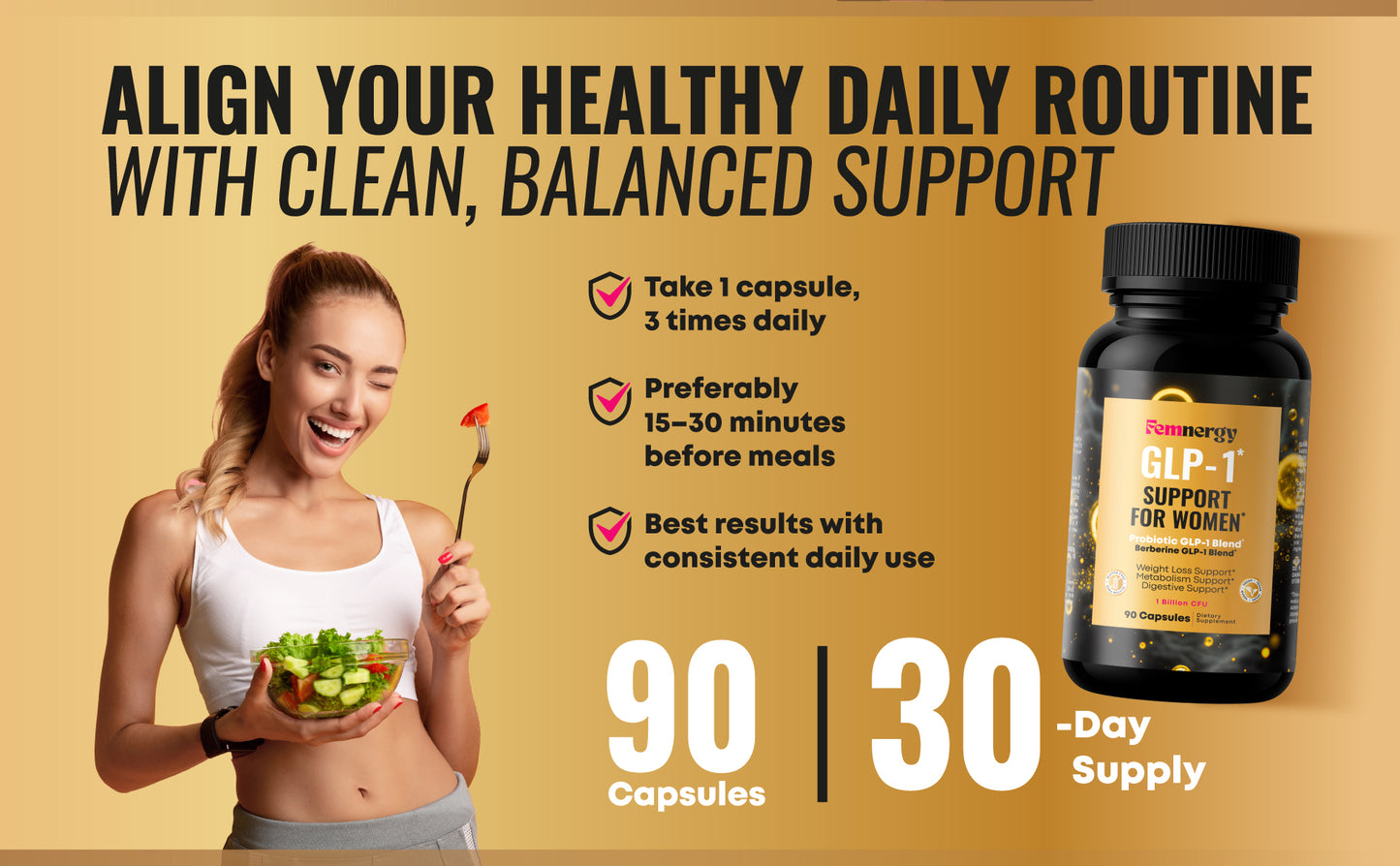 Femnergy GLP-1 Support Probiotic Supplement for Weight Loss
