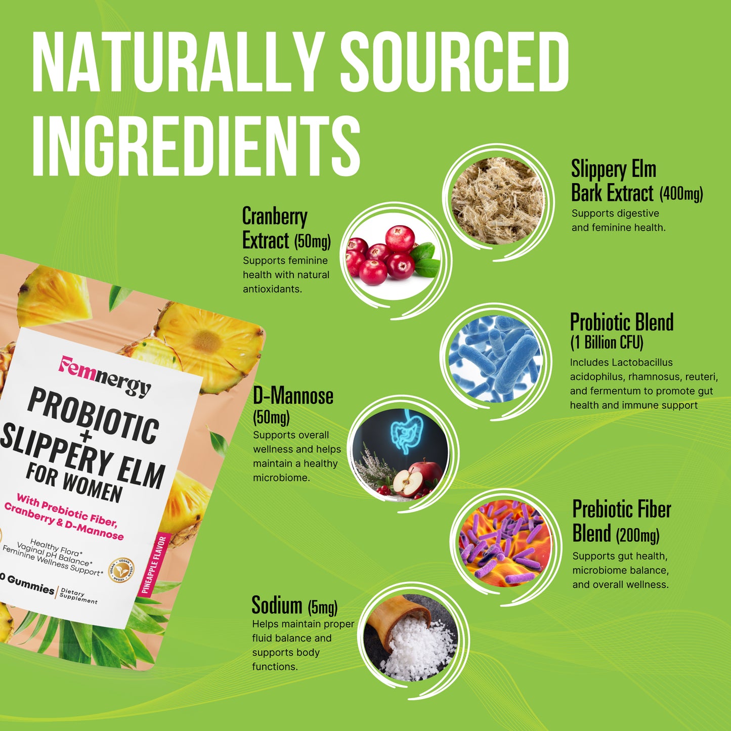 Femnergy Feminine Probiotics Slippery Elm Gummies