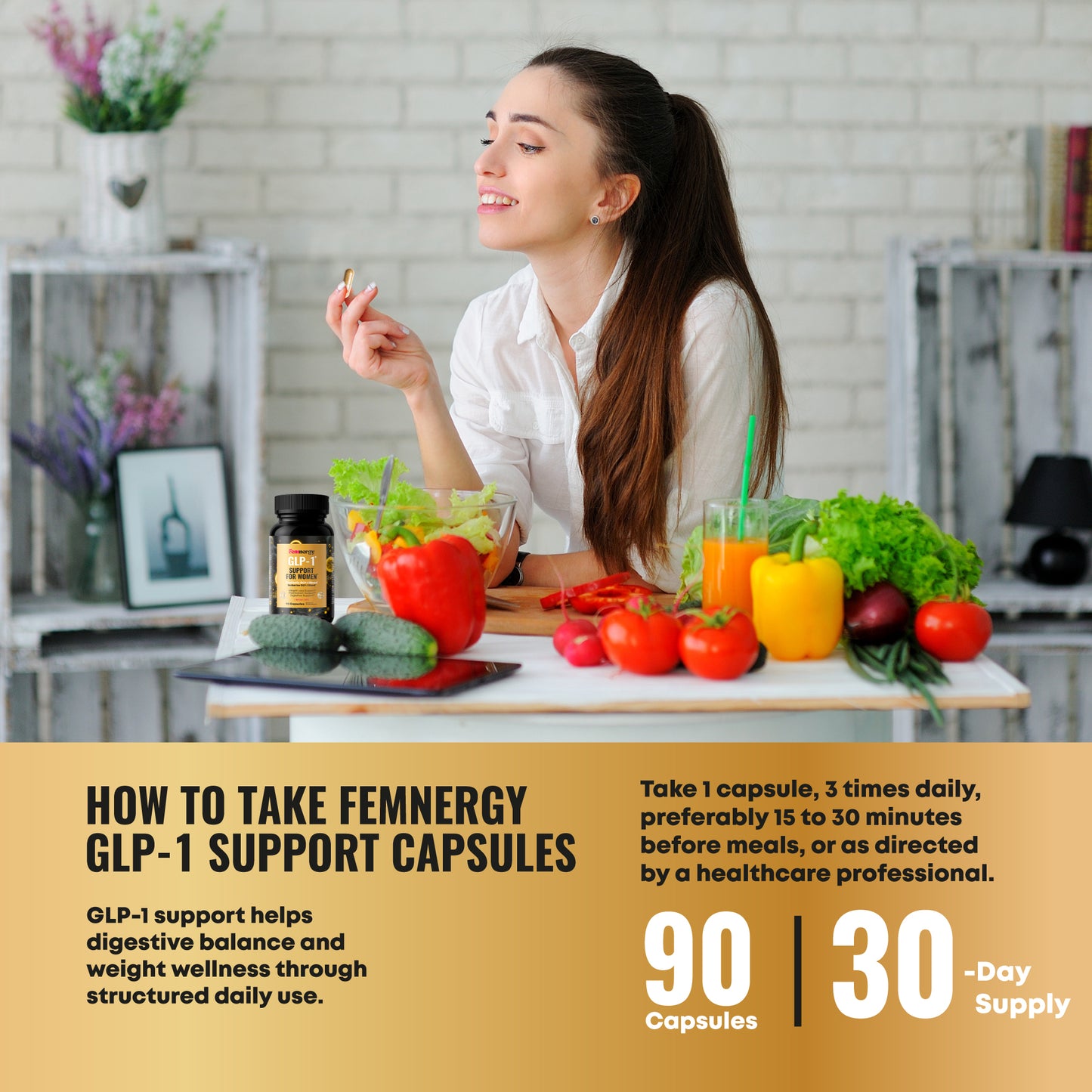 Femnergy GLP-1 Support Probiotic Supplement for Weight Loss