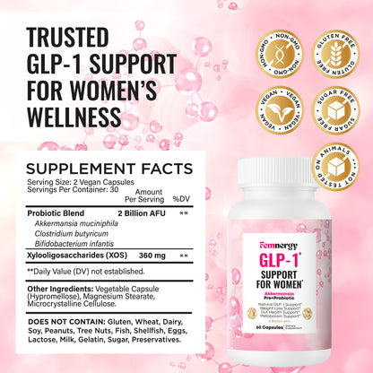 Femnergy GLP-1 Akkermansia Pre+Probiotics Capsules