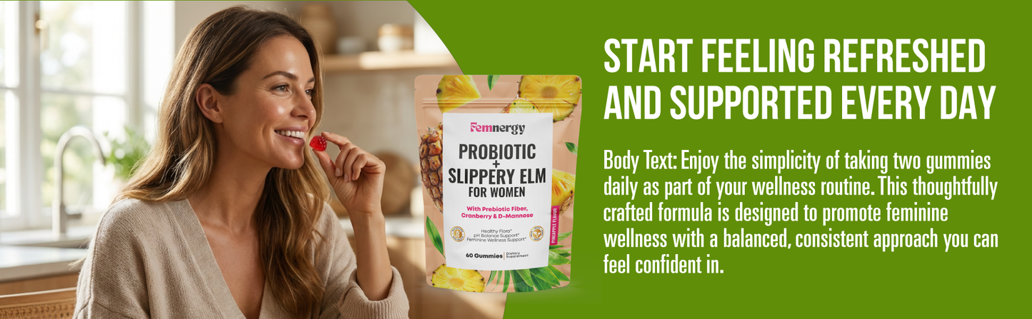 Femnergy Feminine Probiotics Slippery Elm Gummies